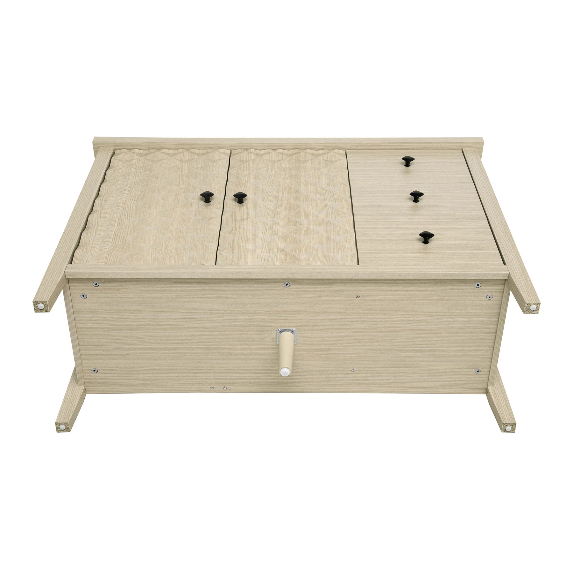 Modern 2 Door 3 Drawer Storage Cabinet, Buffet Cabinet With 2 Embossed Door For Living Room, Kitchen, Entryway - Natural - Image 13