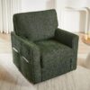 360° Swivel Chair Accent Barrel Armchair With Side Pockets, Chenille Upholstery, Compact Size - Green - Image 3