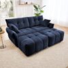 Cozy Plush 2 Seater Sofa Set With Ottomans And Throw Pillows - Blue - Image 4