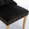 Nikki - Modern, High-End Tufted Solid Wood Contemporary Velvet Upholstered Dining Chair With Golden Stainless Steel Plating Legs, Nailhead Trim (Set of 2) - Black - Image 8