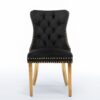 Nikki - Modern, High-End Tufted Solid Wood Contemporary Velvet Upholstered Dining Chair With Golden Stainless Steel Plating Legs, Nailhead Trim (Set of 2) - Black - Image 2
