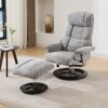Recliner Chair With Ottoman Modern 360° Swivel Lounge Chair With Footstool Chenille Fabric 5 Point Vibration Massage Seat Heating & 140° Adjustable Backrest - Gray - Image 2