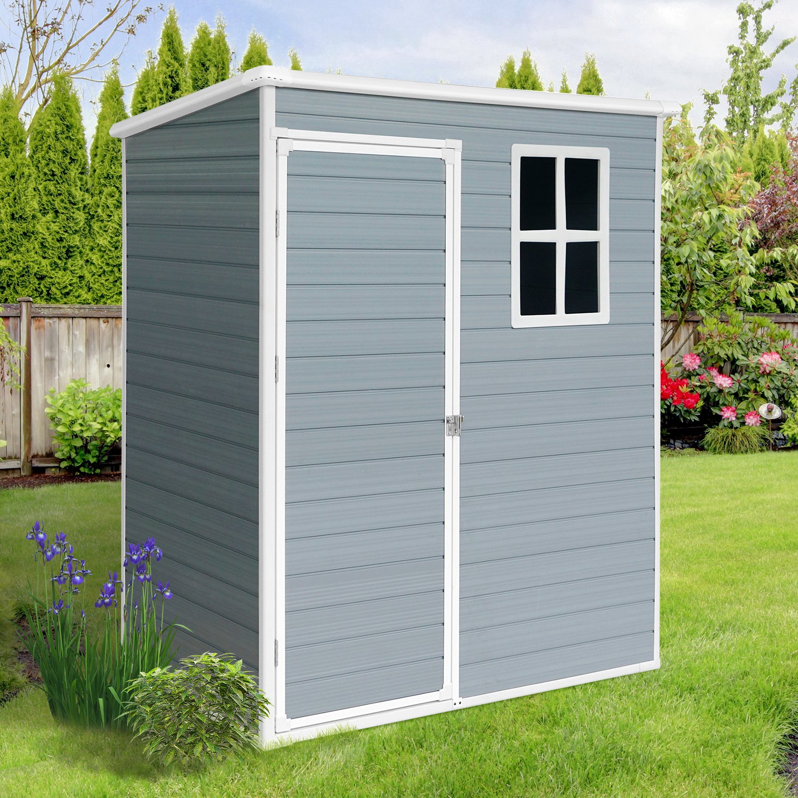 Resin Outdoor Storage Shed Kit-Perfect To Store Patio Furniture - Gray - Image 2