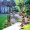 Metal Garden Arch Climbing Plants Support Rose Arch Outdoor - Black - Image 10