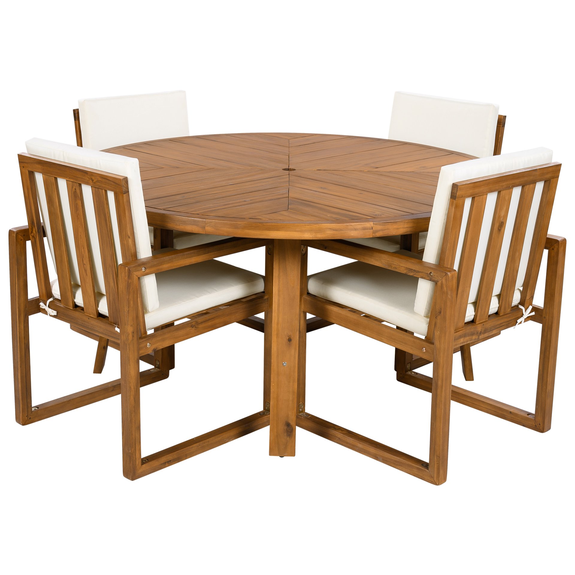 5 Piece Outdoor Patio Dining Set With 4 Armchairs And Table - Beige - Image 13