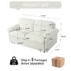 Modern Convertible Sleeper Sofa Bed With Pull Out Queen Design, Side Storage & Thick Cushions Chenille Loveseat For Living Room Or Bedroom 3 In 1 Function - Beige - Image 4