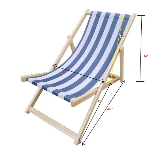 Sling Folding Chaise Lounge Chair - Stripe Blue - Image 7