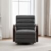 360° Swivel Accent Chair With Armrests, Comfy Lounge Reading Chair - Gray - Image 4