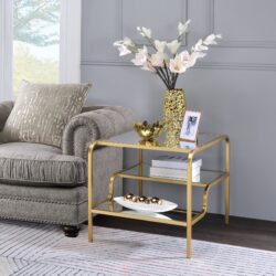 Astrid - Mirrored End Table - Gold