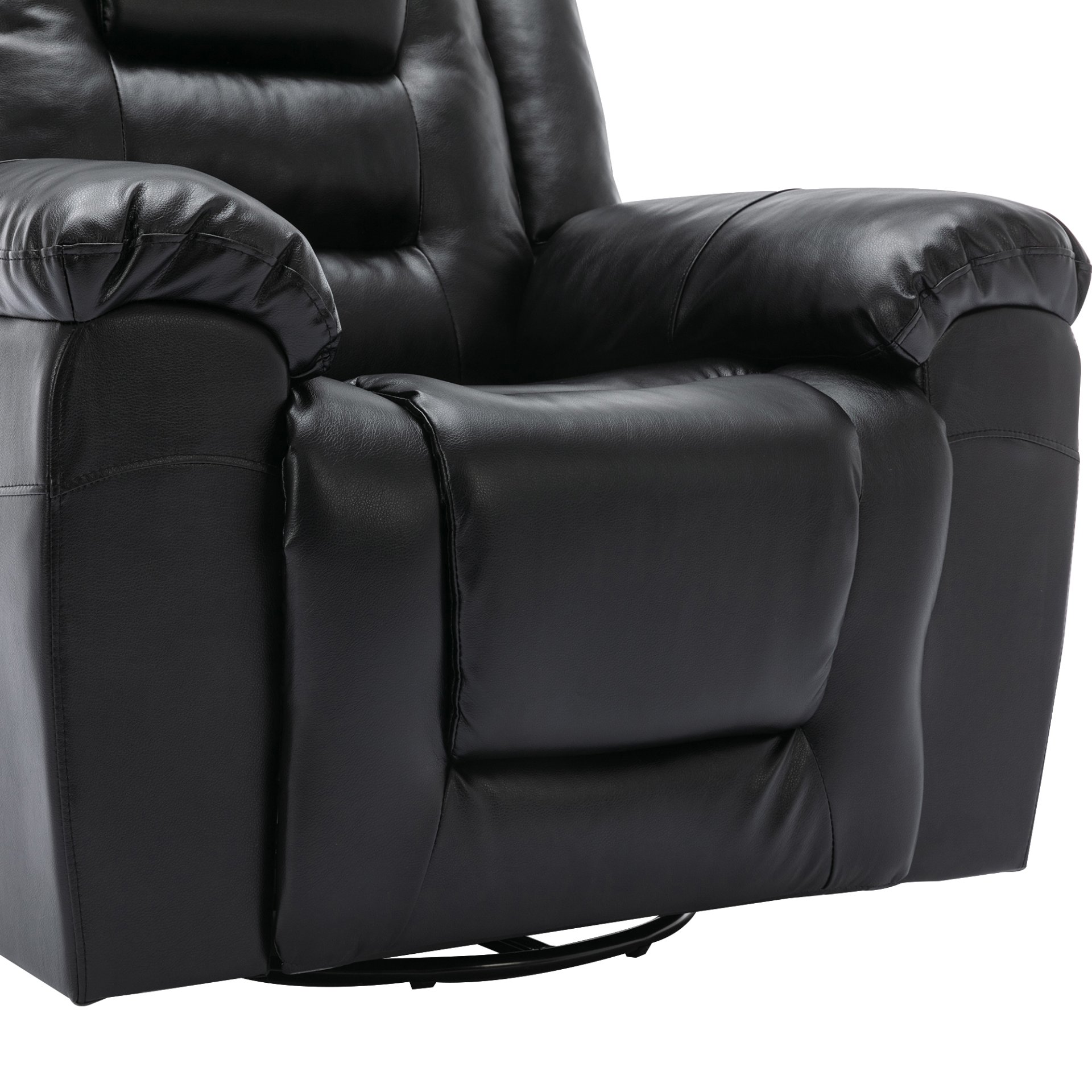 3 Seater Home Theater Recliner Manual Recliner Chair With Two Built-In Cup Holders For Living Room - Black - Image 16