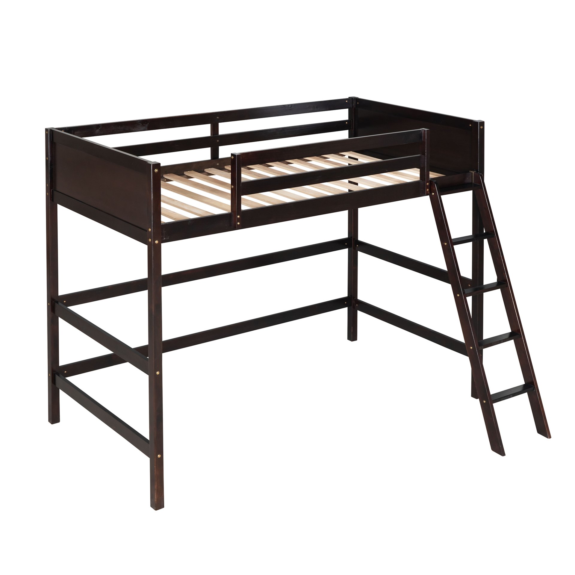 Twin Size Loft Bed With Ladder - Espresso - Image 9