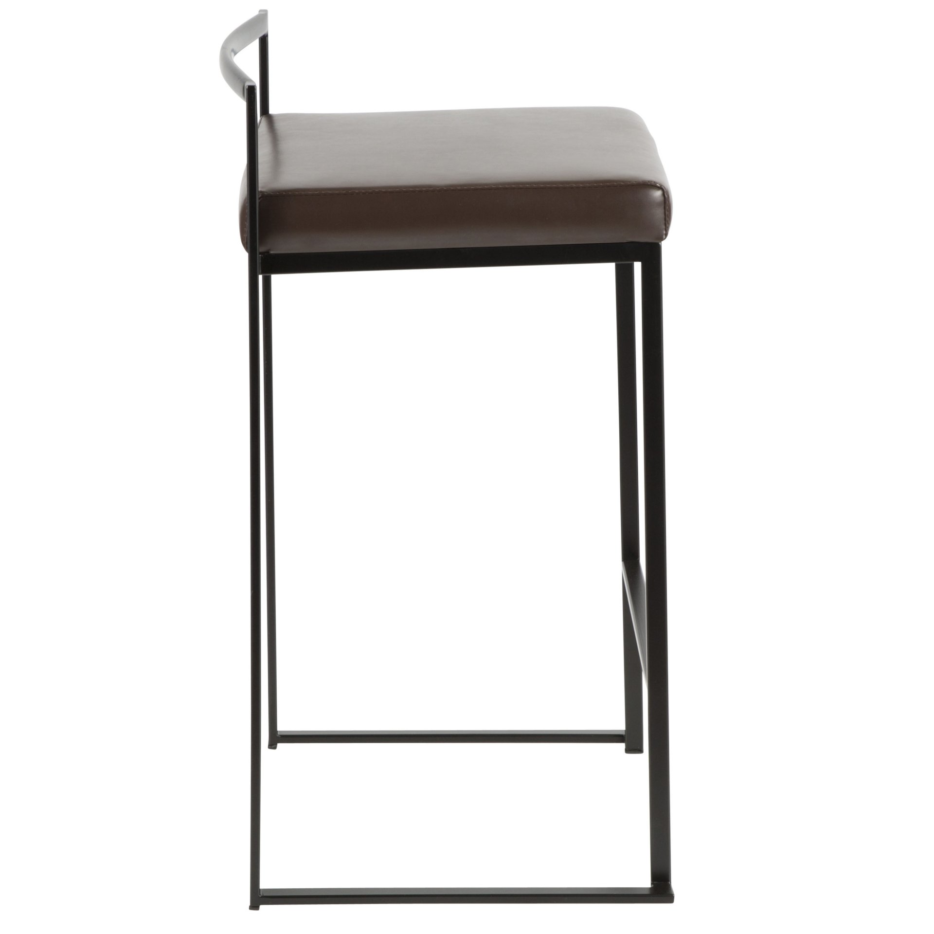 Fuji - Contemporary Stackable Counter Stool (Set of 2) - Black / Brown - Image 3