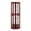 6 Shelf Corner Curio Display Cabinet With Lights, Mirrors And Adjustable Shelves (E26 Light Bulb Not Included) - Cherry - Image 8