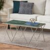 Modern Glam Marble Coffee Table With Gold Base - Green - Image 4