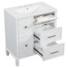 Bathroom Vanity With Ceramic Sink, Flip Out Drawer Design For Plumbing, Soft Close Drawers - White - Image 16