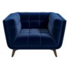 Addison - Velvet Lounge Chair - Dark Blue - Image 12