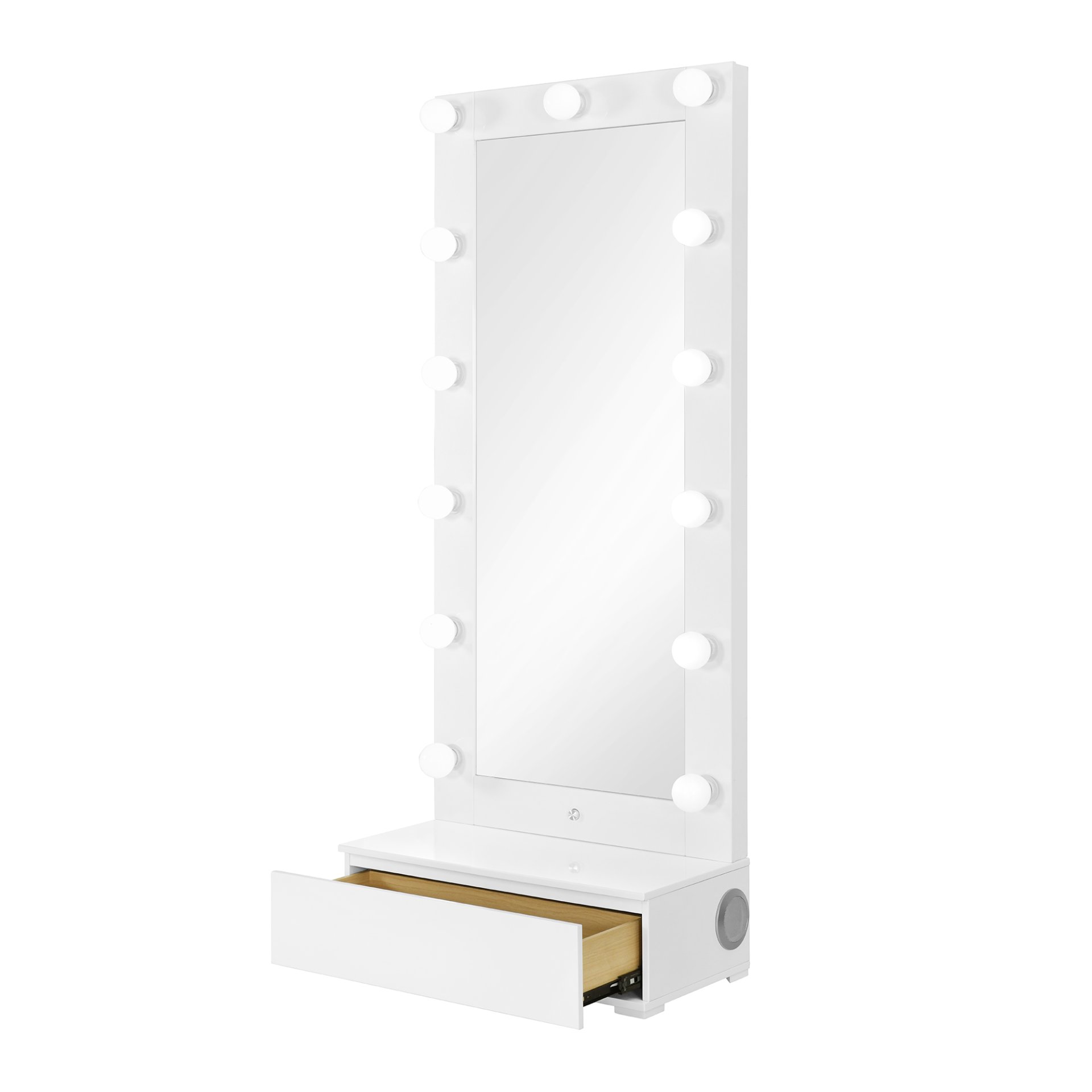 Elisa - Narrow Tall Mirror With Speaker And Drawer - White - Image 8