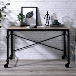 Oklarth - Rustic Writing Desk - Black / Oak