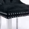 Nikki - Modern, High-End Tufted Solid Wood Contemporary Velvet Upholstered Dining Chair With Chrome Stainless Steel Plating Legs, Nailhead Trim (Set of 2) - Black / Chrome - Image 12