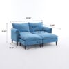 Convertible Combination Sofa, Sofa U Shaped, Sofa With Footstools With Storage Sofa For Living Room, Living Room 2 Seater Combination Sofa - Blue - Image 3