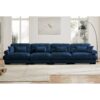 Super Comfort Oversized Modular Velvet Sectional Sofa Couch With Movable Ottoman And Bolstered Armrests - Blue - Image 4