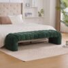Modern Upholstered Armless Bed Bench With Channel Tufting Chenille - Green - Image 5