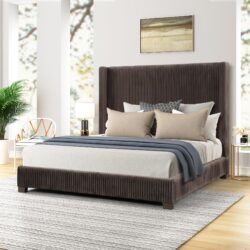 King Upholstered Bed - Dark Brown