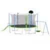 14Ft Trampoline With Slide And Swings, Astm Approved Large Recreational Trampoline With Basketball Hoop And Ladder, Outdoor Backyard Trampoline With Net, Capacity For Kids And Adults - Green / Blue - Image 12