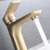 Modern Single Handle Lavatory Basin Sink Faucet With Aerated Stream - Brushed Gold - Image 6