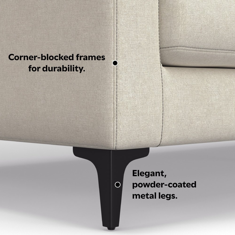 Ava - Mid Century Sofa With Ottoman Set - Cream - Image 9
