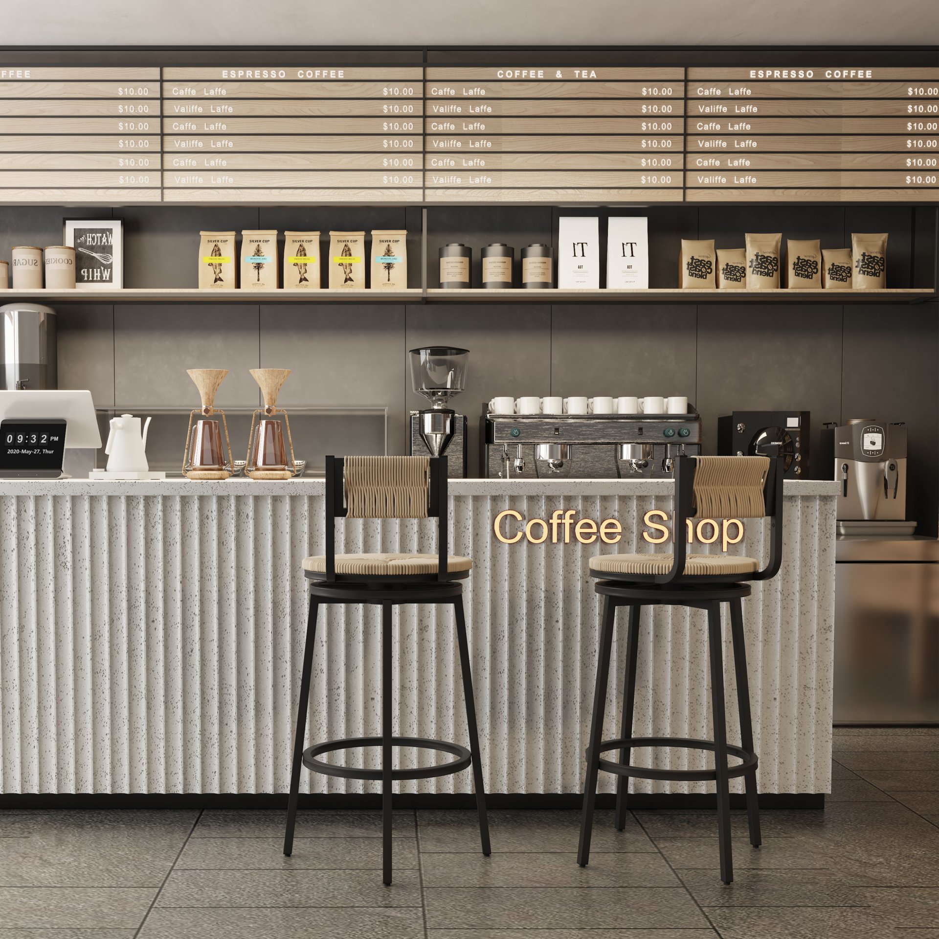 Bar Stools Swivel Counter Chairs With Metal Frame (Set of 2) Hand Woven Paper Rope Dining Barstools For Kitchen Counter - Creamy White - Image 3