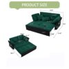 Modern Convertible Sleeper Sofa Bed With Pull Out Queen Design, Side Storage & Thick Cushions Chenille Loveseat For Living Room Or Bedroom 3 In 1 Function - Green - Image 3