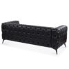 Square Arm Removable Cushion 3 Seater Sofa - Black - Image 8