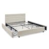 Modern Queen Size Cushioned Bed Frame With Headboard And Storage Drawers Foam Upholstery - Beige - Image 13