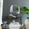 Arched Decorative Accent Mirror With Iron Metal Frame, Wall Deor For Bathroom, Bedroom, Entryway, Mantel - Black - Image 2