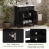 Bathroom Vanity With Ceramic Basin, Soft Close Door And Adjustable Shelves - Black - Image 5