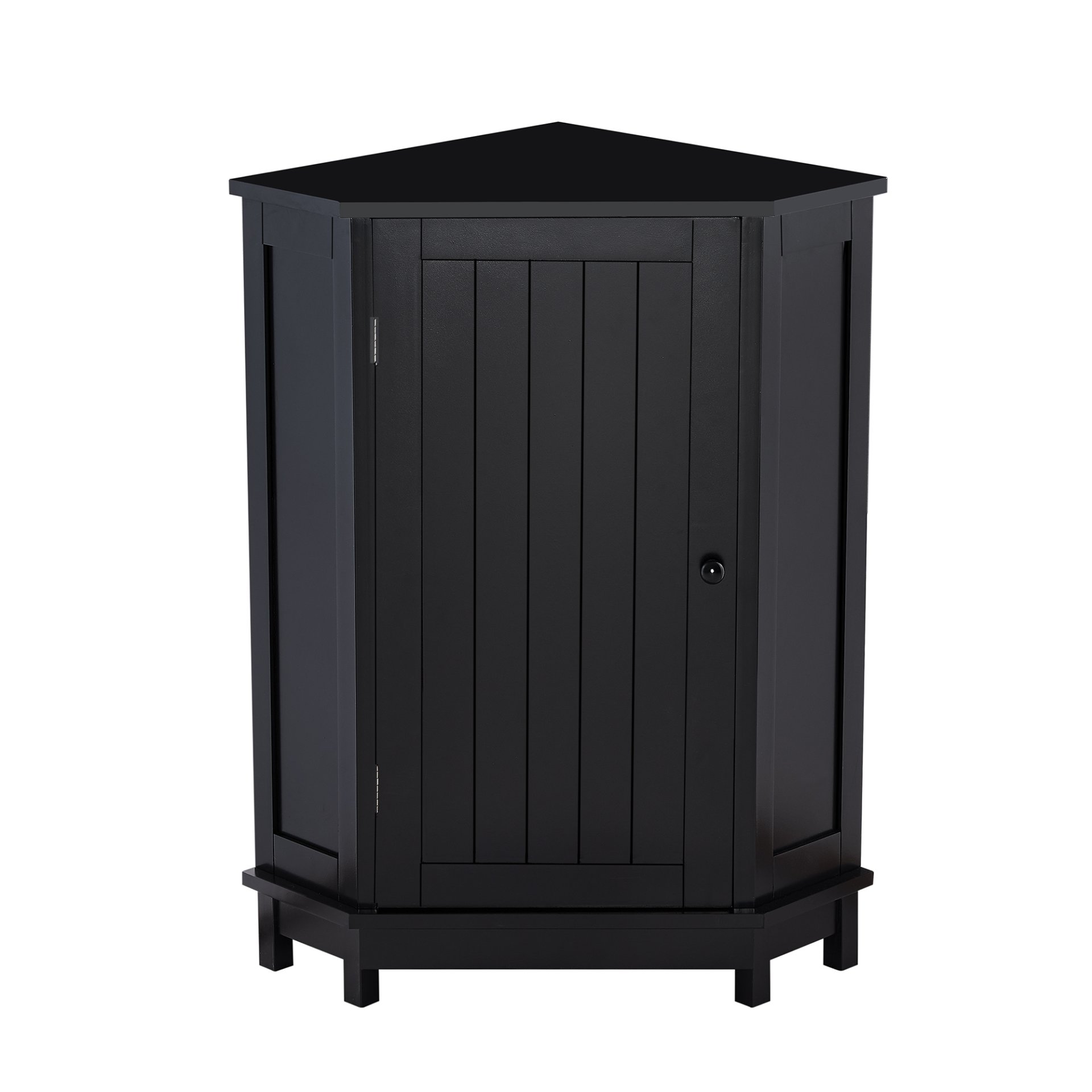 Bathroom Cabinet Triangle Corner Storage Cabinet With Adjustable Shelf Modern Style - Black - Image 16