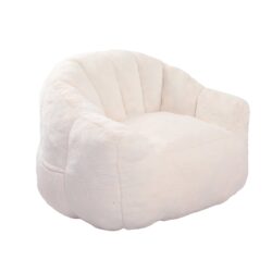 Beanbag Sofa Chair With Armrests Stuffed High Density Foam, Lazy Sofa Comfy Chairs Beanbag Chair For Adults In Living Room, Bedroom Reading - White