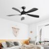 Modern Ceiling Fan With 3 Color Dimmable Light 5 ABS Blades Smart Remote Control Reversible Dc Motor - Black - Image 5