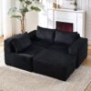 Modern Minimalist Modular Sectional Sofa, L - Shape Upholstered Cloud Couch With Deep Seats, Chaise For Living Room - Black - Image 5