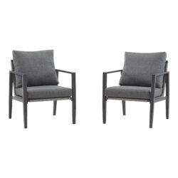Modern Aluminum Lounge Chair Set With Rope Accents And Cushions For Indoor / Outdoor Spaces - Gray
