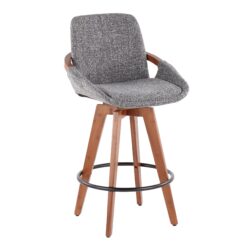 Cosmo - Mid-Century Counter Stool - Walnut / Gray
