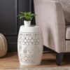 Transitional Ruby - Side Table With Lace Cut Design - White - Image 6