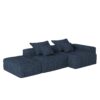 Modern Oversized Modular Sectional Sofa With Ottoman, Seat, Chaise Lounge And Armrest, Sparkling Chenille Fabric Soft Cushion Sofa With 4 Pillows, 4 Pieces Diy Combination Tufted Sofa, No Assembly Required - Blue - Image 20