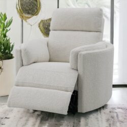 Sagen - Boucle Glider Recliner With Swivel - Beige