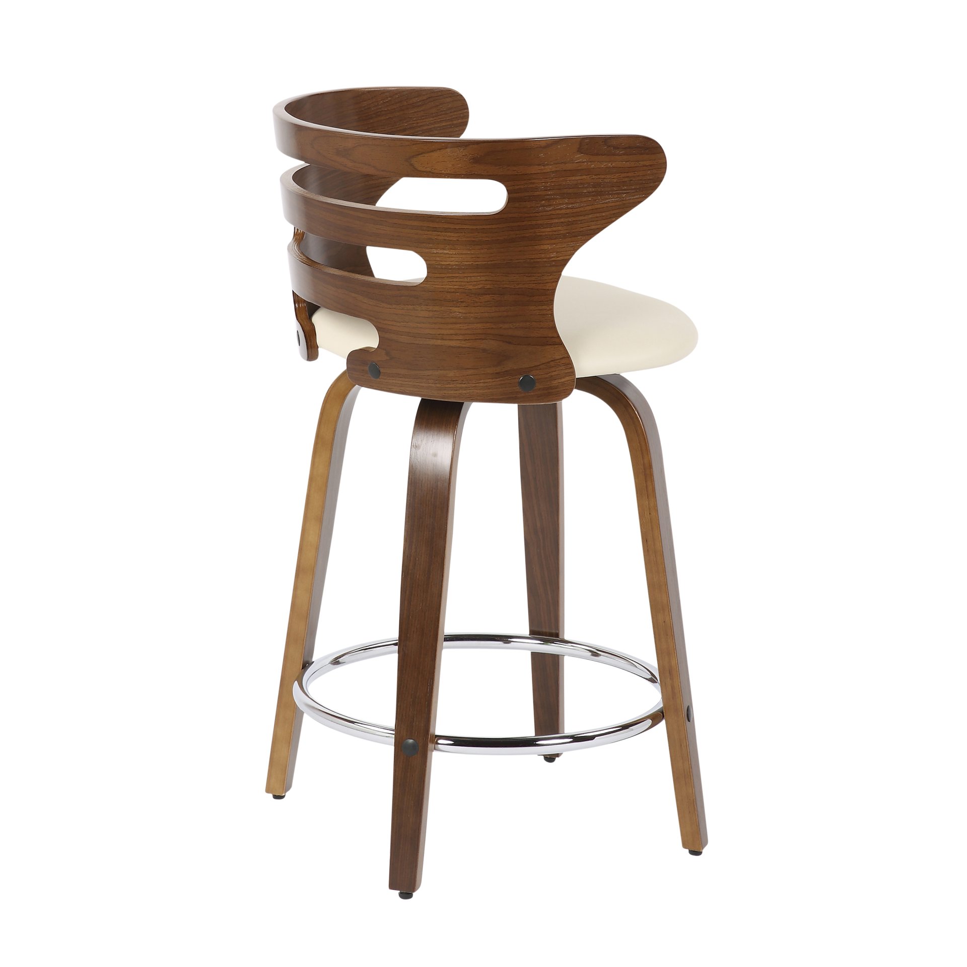 Cosini - Mid-Century Modern Counter Stool With Swivel (Set of 2) - Walnut / Cream - Image 4