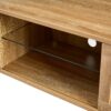 Rattan TV Cabinet With Variable Color Light Strip, Double Sliding Doors For Storage, Adjustable Shelf, Metal Legs, TV Console For Living Room - Natural - Image 11