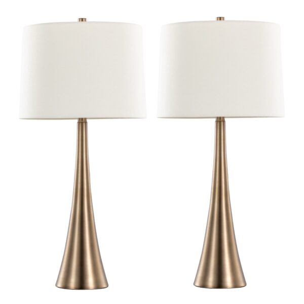Diana - Contemporary Table Lamp (Set of 2) - Matte Golden Bronze / White