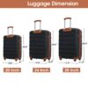 3 Piece Luggage Set Hardside Spinner Suitcase With Tsa Lock 20" 24" 28" Available - Antique Black - Image 5