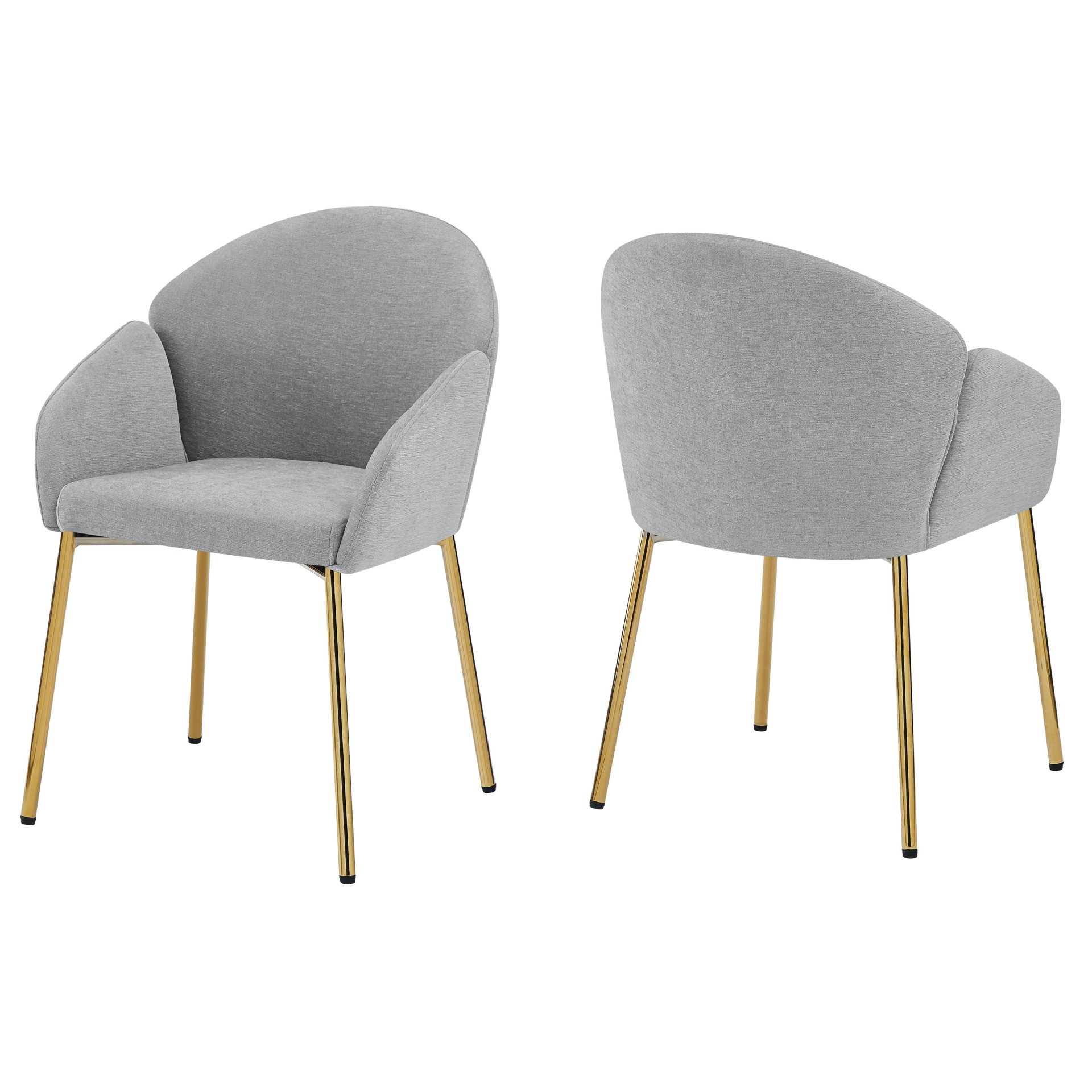 Upholstered Dining Chair (Set of 2) For Dining Room, Kitchen, Gold Metal Frame - Gray - Image 5